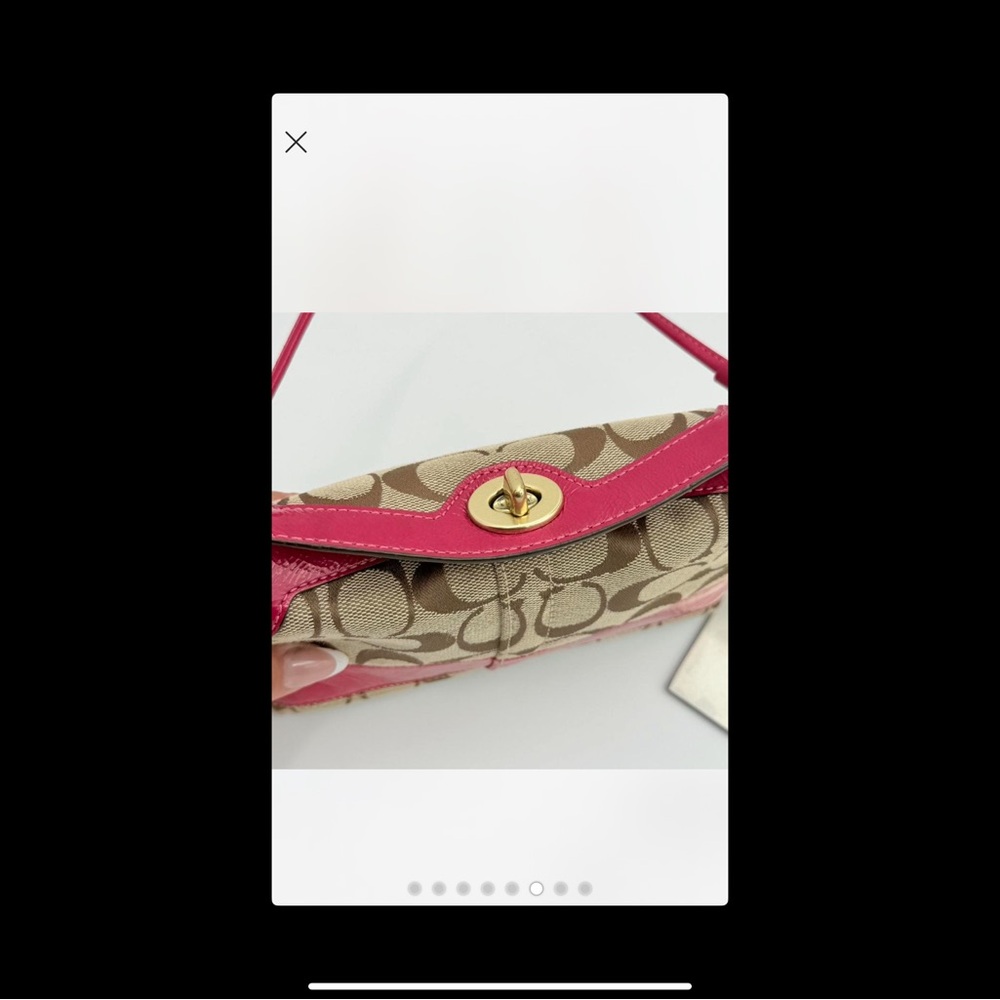 Coach Signature Mini Canvas and Fuchsia / Burgundy Vintage EUC - Picture 4 of 8